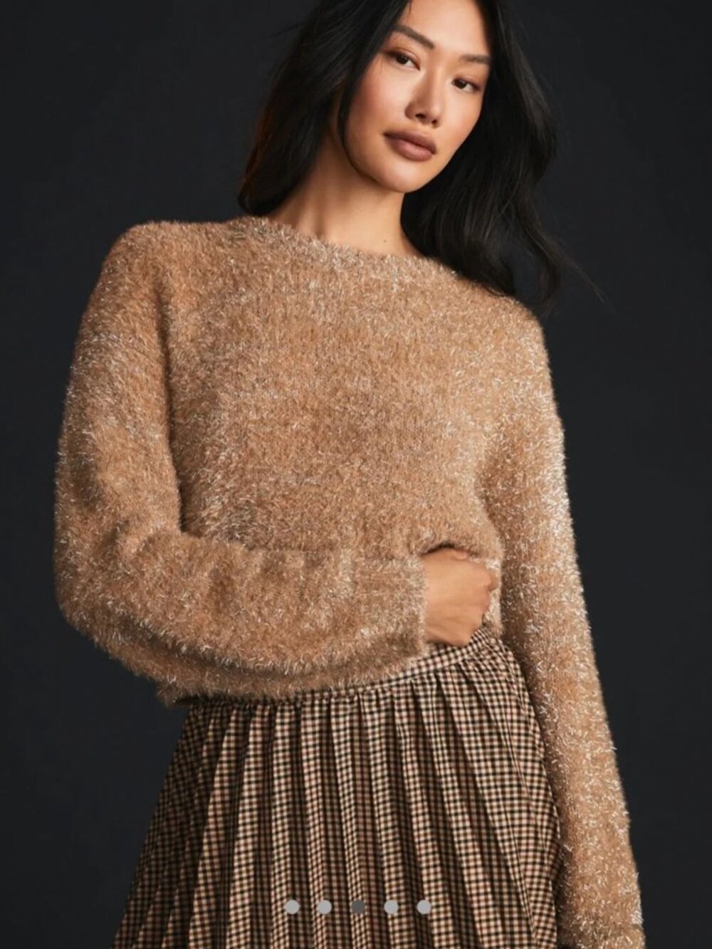 Maeve Anthropologie Tinsel Eyelash Sweater Cropped Women's Size Small